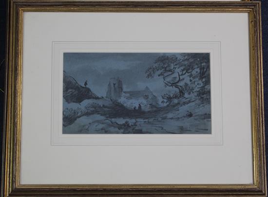 Doctor Thomas Monro (1759-1833) Castle in a landscape and other views, largest 7.25 x 9in.